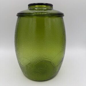 Bartlett Collins Green Glass Mushroom Canister Jar With Lid 1970s Vintage